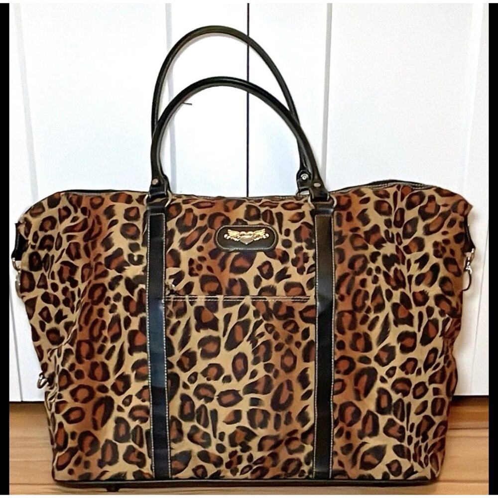 Kathy Van Zeeland Leopard Print Large Duffel Bag